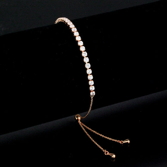 MA3W1648 - Rose Gold Brass Bracelet with AAA Grade CZ in Clear