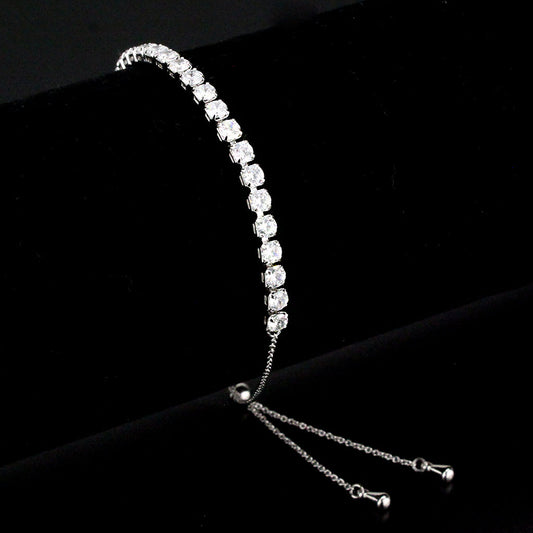 MA3W1649 - Rhodium Brass Bracelet with AAA Grade CZ in Clear