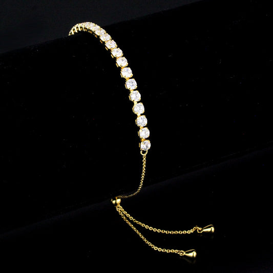 MA3W1650 - Gold Brass Bracelet with AAA Grade CZ in Clear