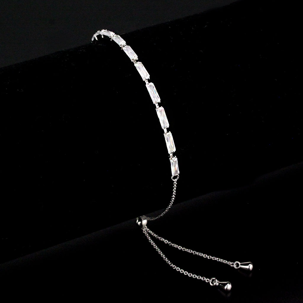 MA3W1652 - Rhodium Brass Bracelet with AAA Grade CZ in Clear