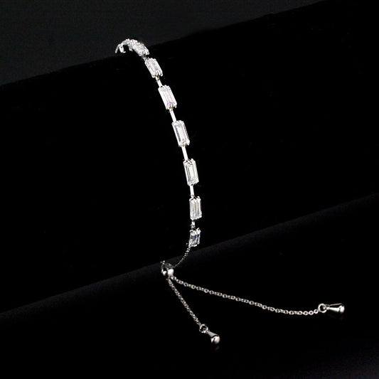 MA3W1655 - Rhodium Brass Bracelet with AAA Grade CZ in Clear