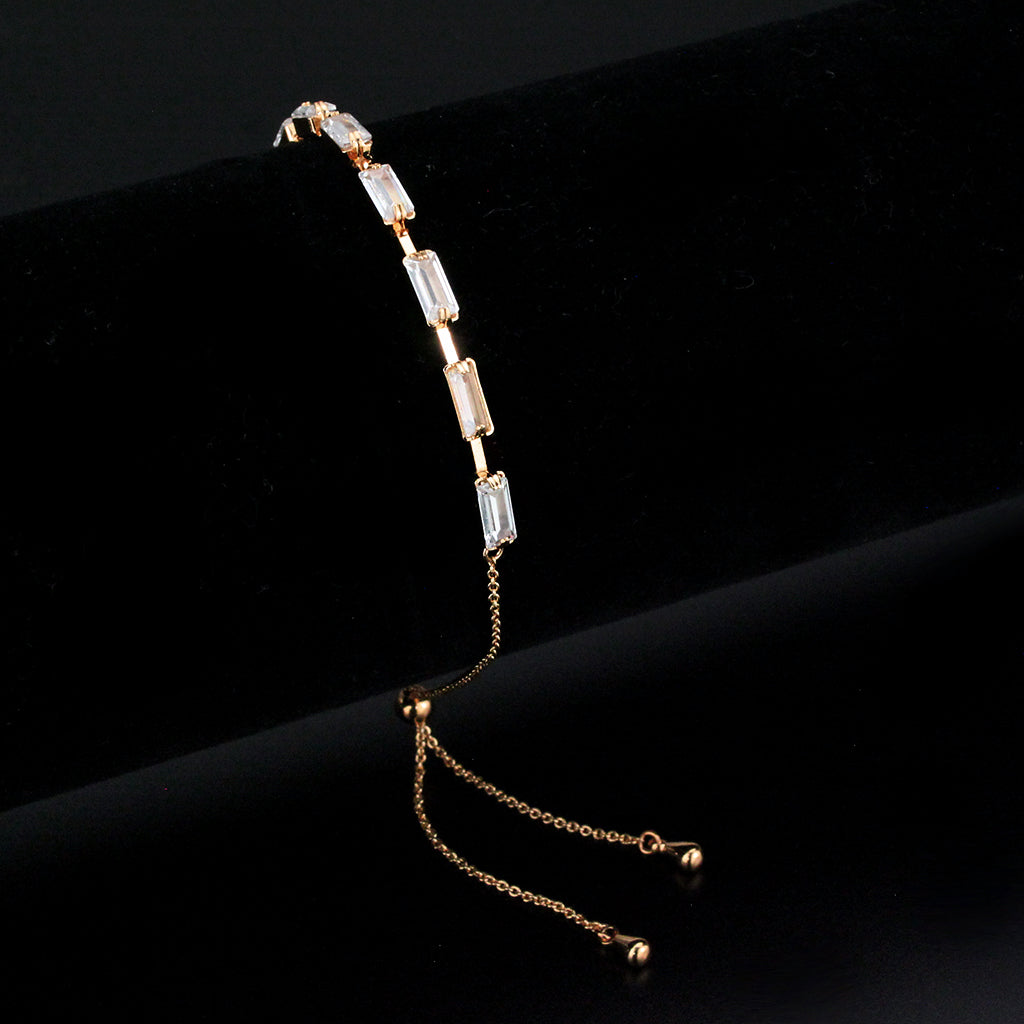 MA3W1660 - Rose Gold Brass Bracelet with AAA Grade CZ in Clear