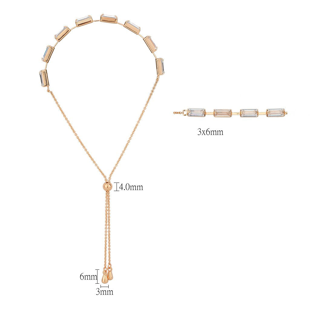 MA3W1660 - Rose Gold Brass Bracelet with AAA Grade CZ in Clear