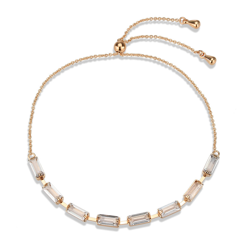 MA3W1660 - Rose Gold Brass Bracelet with AAA Grade CZ in Clear