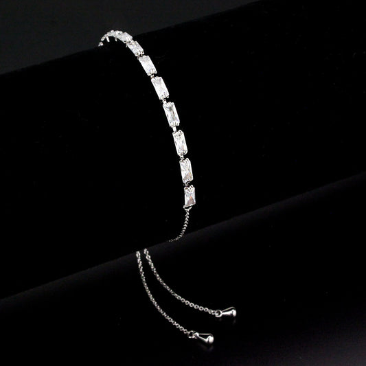 MA3W1661 - Rhodium Brass Bracelet with AAA Grade CZ in Clear