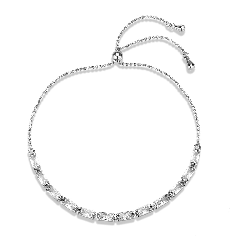 MA3W1661 - Rhodium Brass Bracelet with AAA Grade CZ in Clear