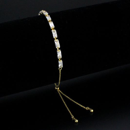 MA3W1662 - Gold Brass Bracelet with AAA Grade CZ in Clear