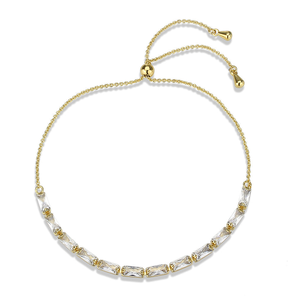 MA3W1662 - Gold Brass Bracelet with AAA Grade CZ in Clear
