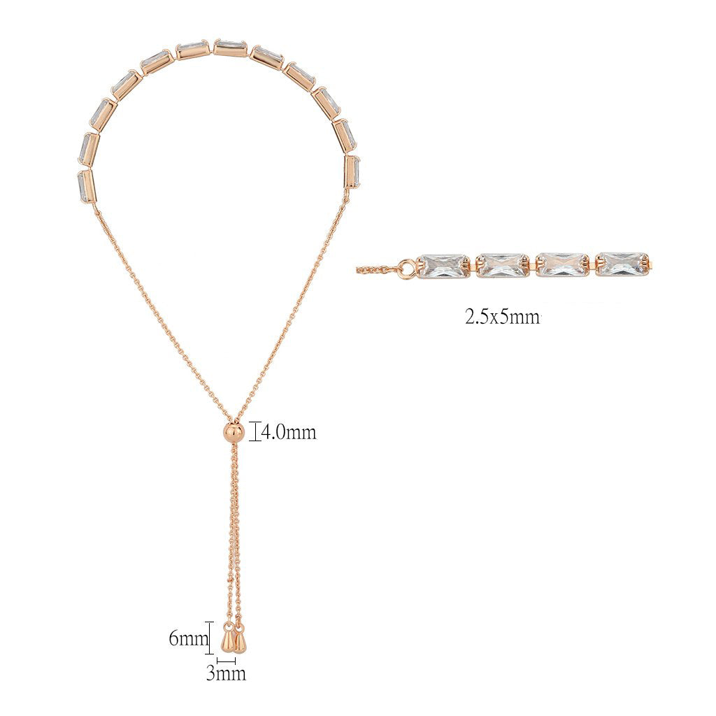 MA3W1663 - Rose Gold Brass Bracelet with AAA Grade CZ in Clear