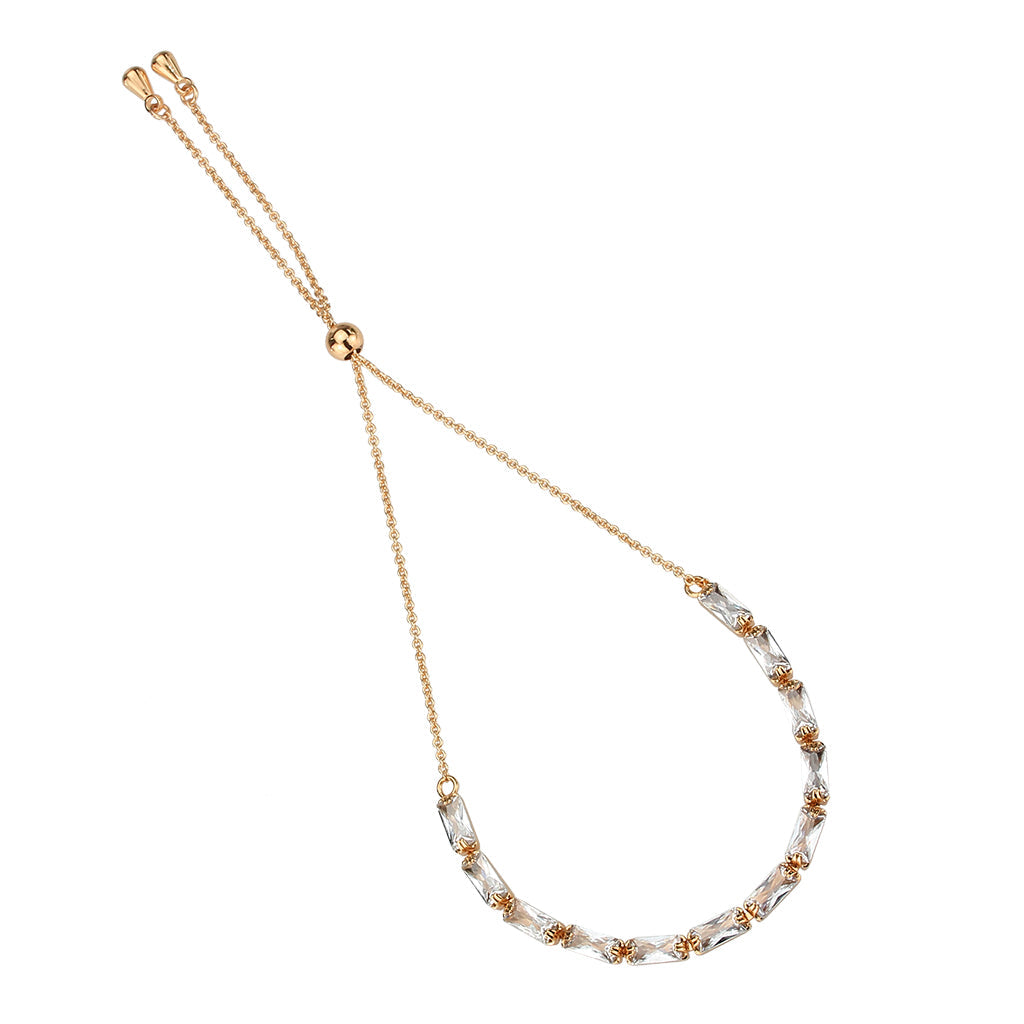 MA3W1663 - Rose Gold Brass Bracelet with AAA Grade CZ in Clear
