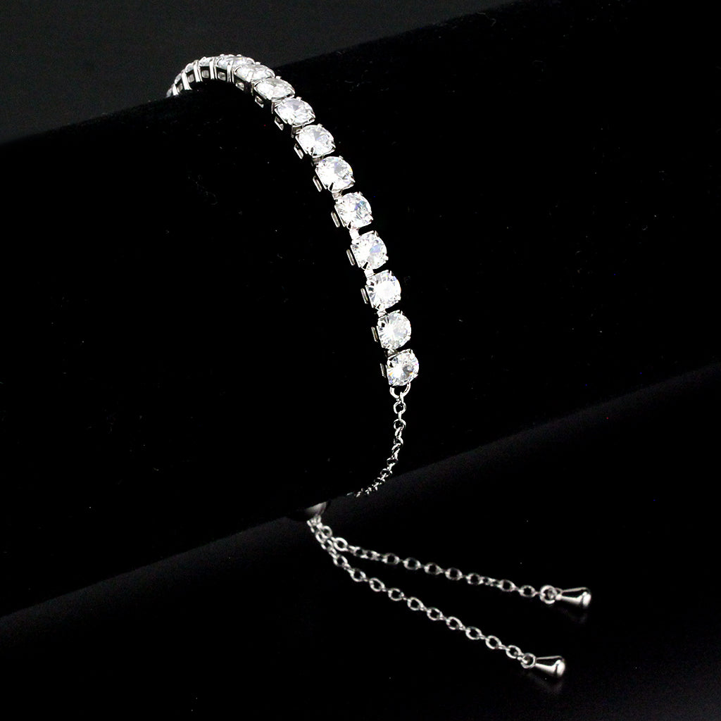 MA3W1664 - Rhodium Brass Bracelet with AAA Grade CZ in Clear