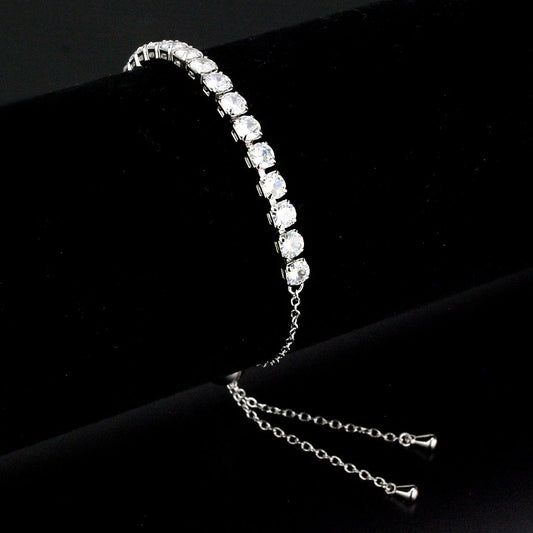 MA3W1664 - Rhodium Brass Bracelet with AAA Grade CZ in Clear