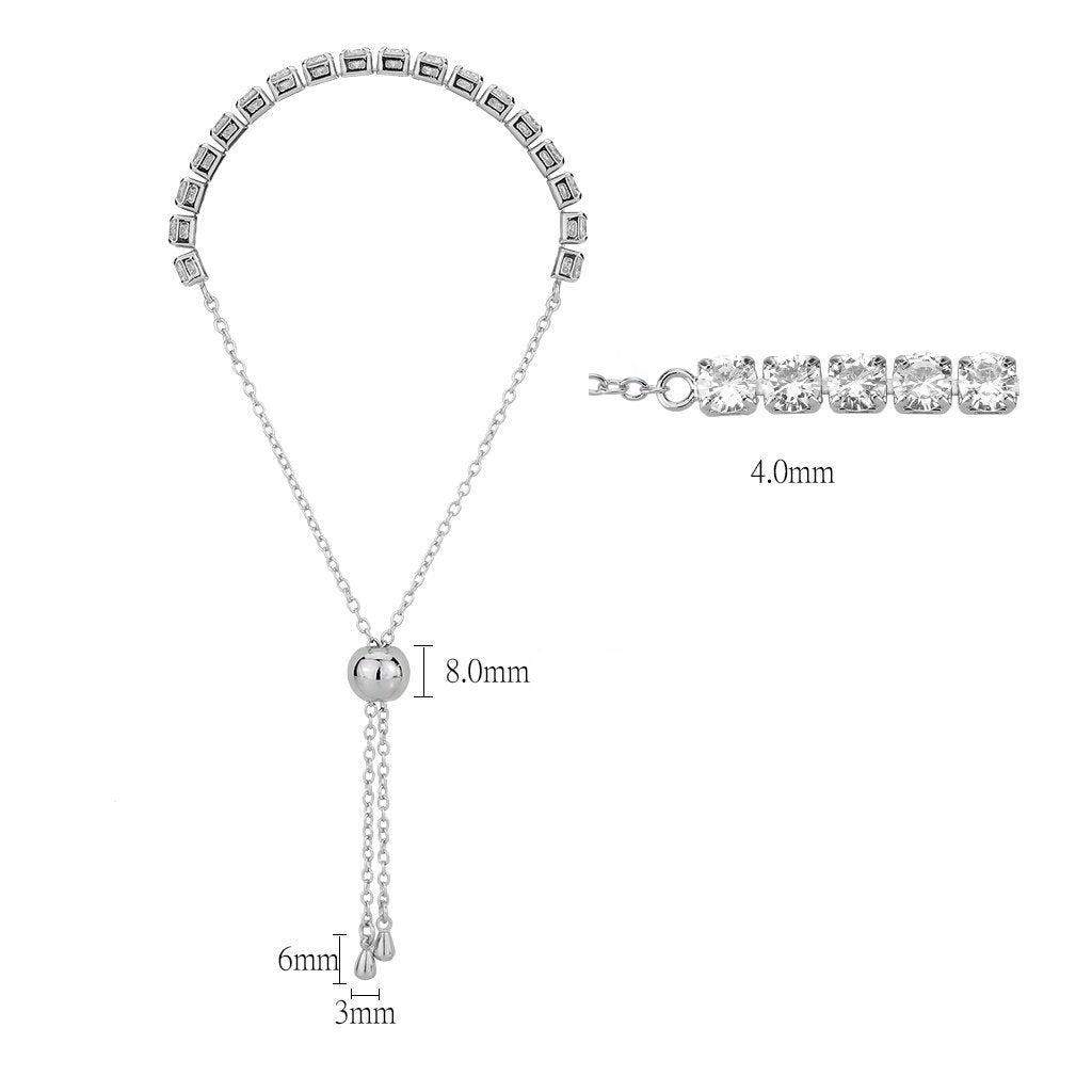 MA3W1664 - Rhodium Brass Bracelet with AAA Grade CZ in Clear