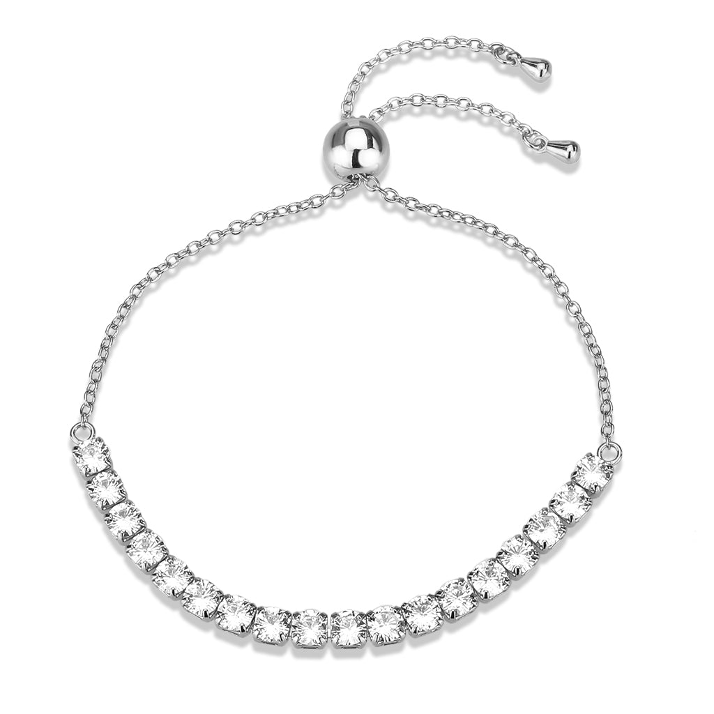 MA3W1664 - Rhodium Brass Bracelet with AAA Grade CZ in Clear
