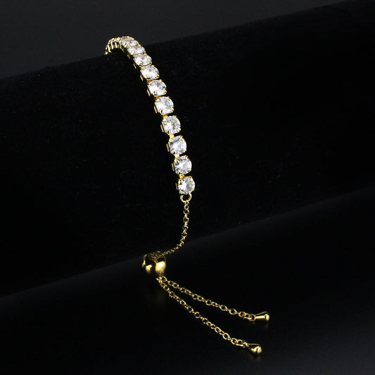 MA3W1665 - Gold Brass Bracelet with AAA Grade CZ in Clear