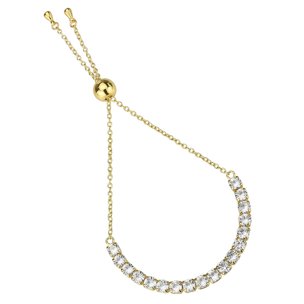 MA3W1665 - Gold Brass Bracelet with AAA Grade CZ in Clear