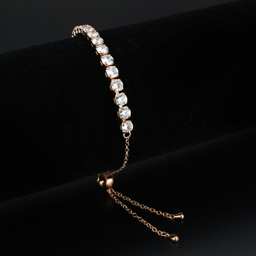 MA3W1666 - Rose Gold Brass Bracelet with AAA Grade CZ in Clear