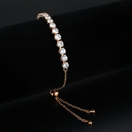 MA3W1666 - Rose Gold Brass Bracelet with AAA Grade CZ in Clear