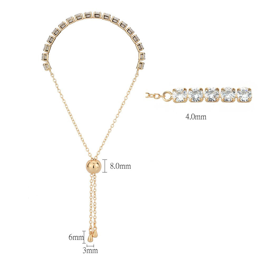 MA3W1666 - Rose Gold Brass Bracelet with AAA Grade CZ in Clear