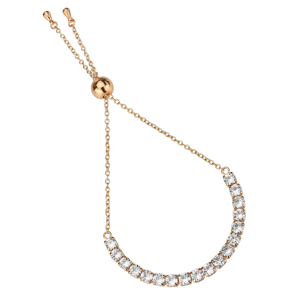 MA3W1666 - Rose Gold Brass Bracelet with AAA Grade CZ in Clear