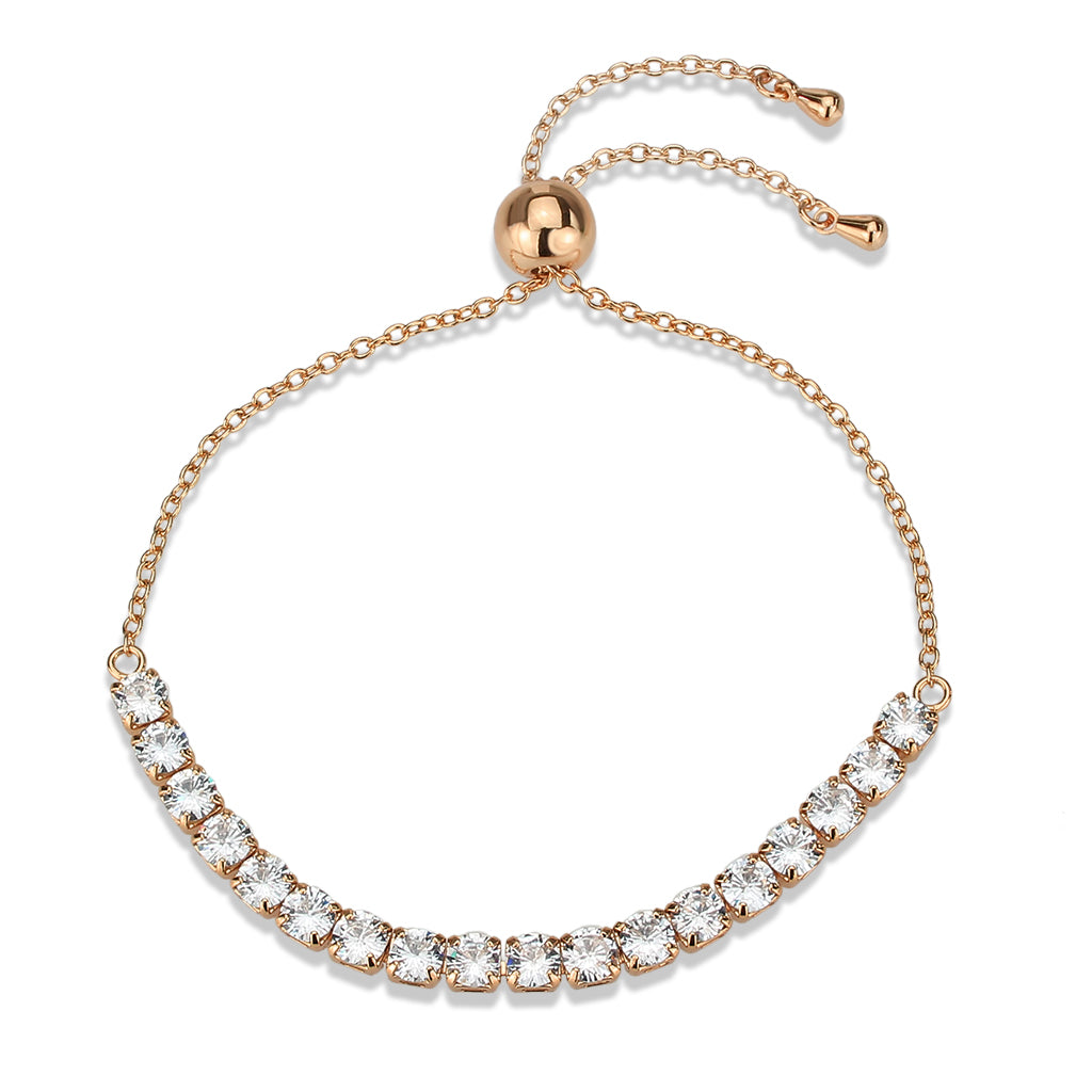 MA3W1666 - Rose Gold Brass Bracelet with AAA Grade CZ in Clear