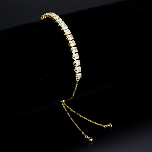 MA3W1668 - Gold Brass Bracelet with AAA Grade CZ in Clear