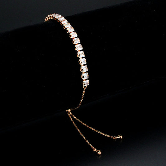 MA3W1669 - Rose Gold Brass Bracelet with AAA Grade CZ in Clear