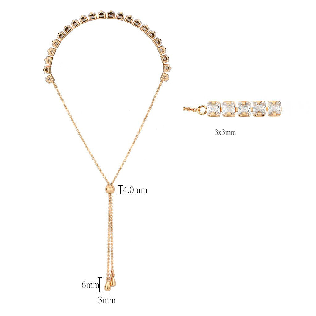 MA3W1669 - Rose Gold Brass Bracelet with AAA Grade CZ in Clear