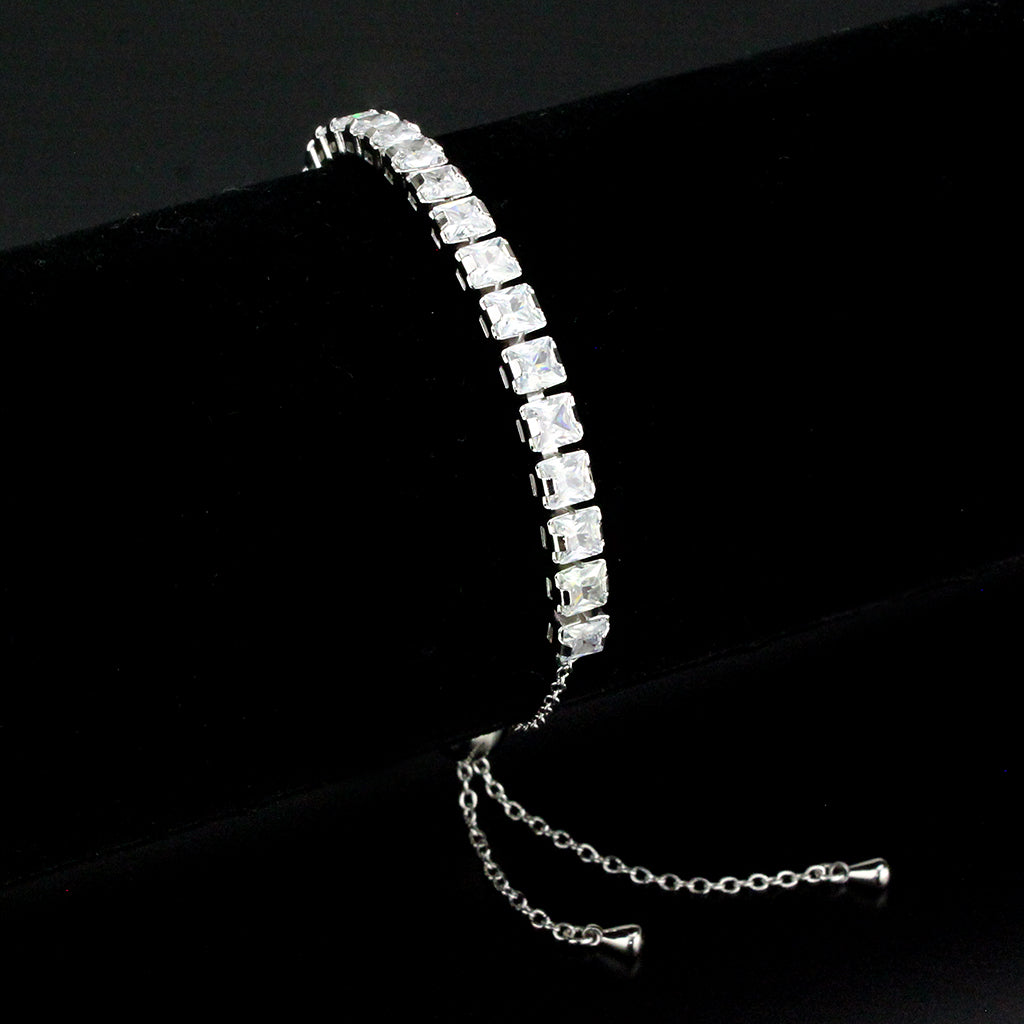 MA3W1670 - Rhodium Brass Bracelet with AAA Grade CZ in Clear