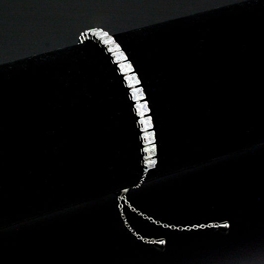 MA3W1670 - Rhodium Brass Bracelet with AAA Grade CZ in Clear