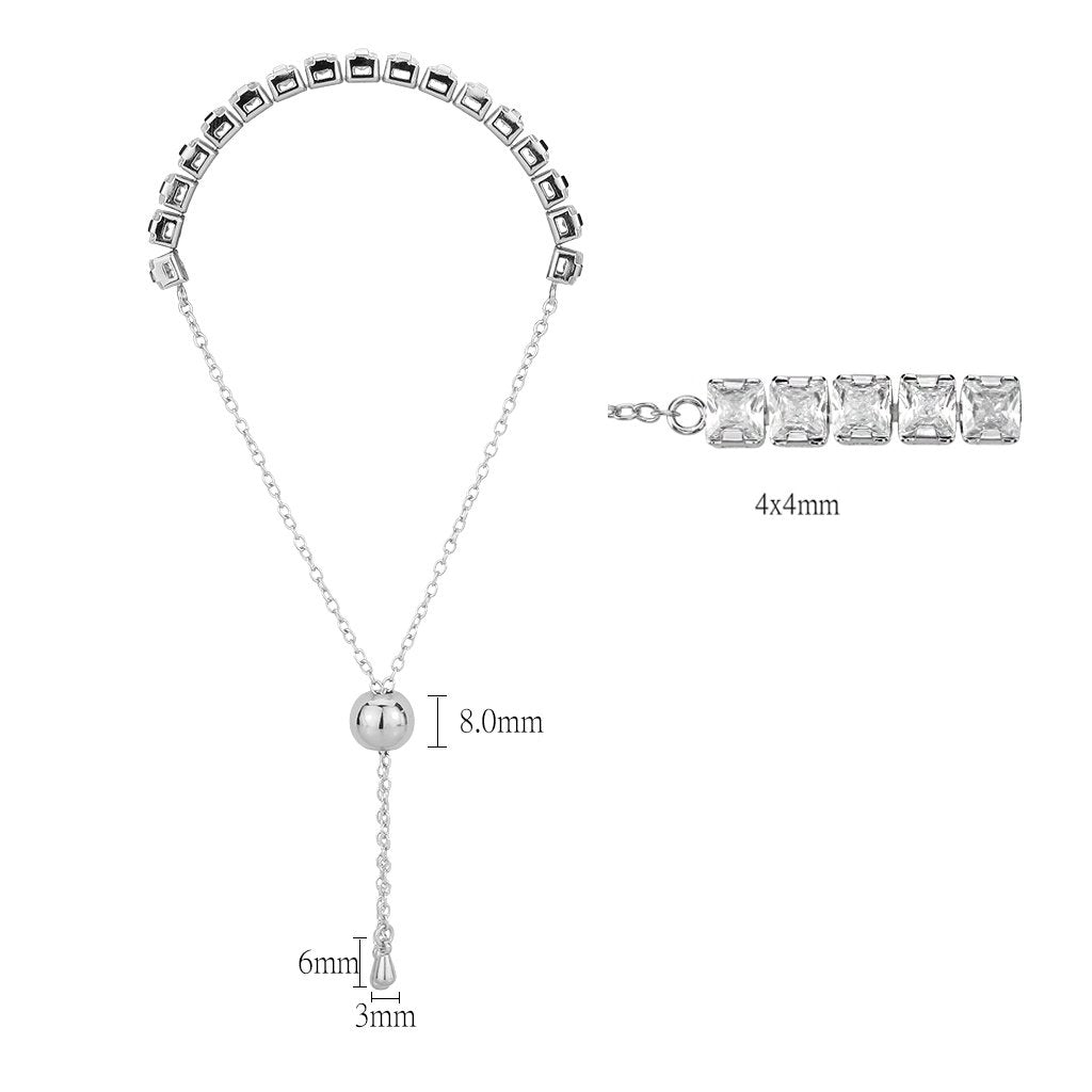 MA3W1670 - Rhodium Brass Bracelet with AAA Grade CZ in Clear