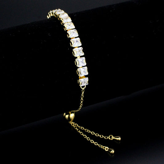 MA3W1671 - Gold Brass Bracelet with AAA Grade CZ in Clear