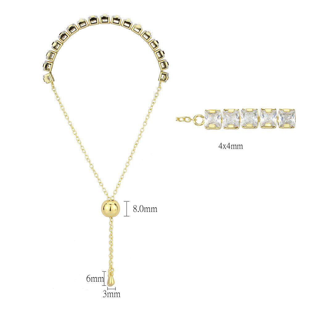 MA3W1671 - Gold Brass Bracelet with AAA Grade CZ in Clear