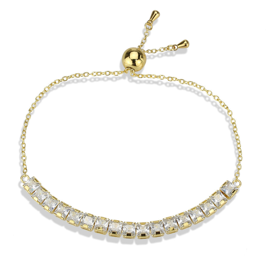MA3W1671 - Gold Brass Bracelet with AAA Grade CZ in Clear