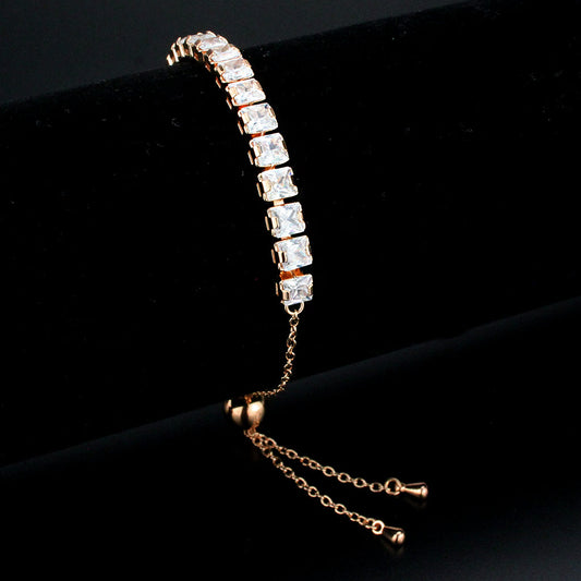 MA3W1672 - Rose Gold Brass Bracelet with AAA Grade CZ in Clear