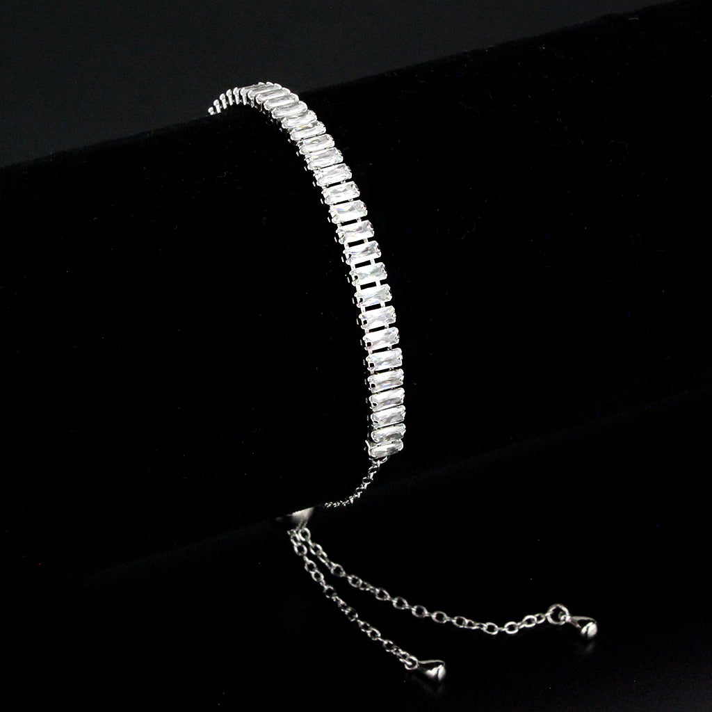 MA3W1673 - Rhodium Brass Bracelet with AAA Grade CZ in Clear