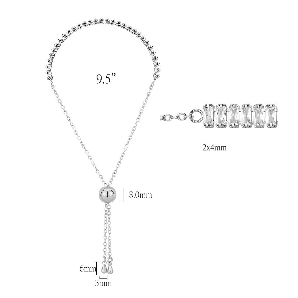 MA3W1673 - Rhodium Brass Bracelet with AAA Grade CZ in Clear