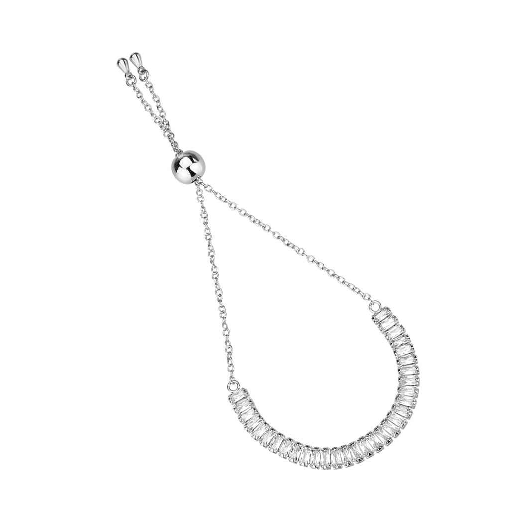 MA3W1673 - Rhodium Brass Bracelet with AAA Grade CZ in Clear