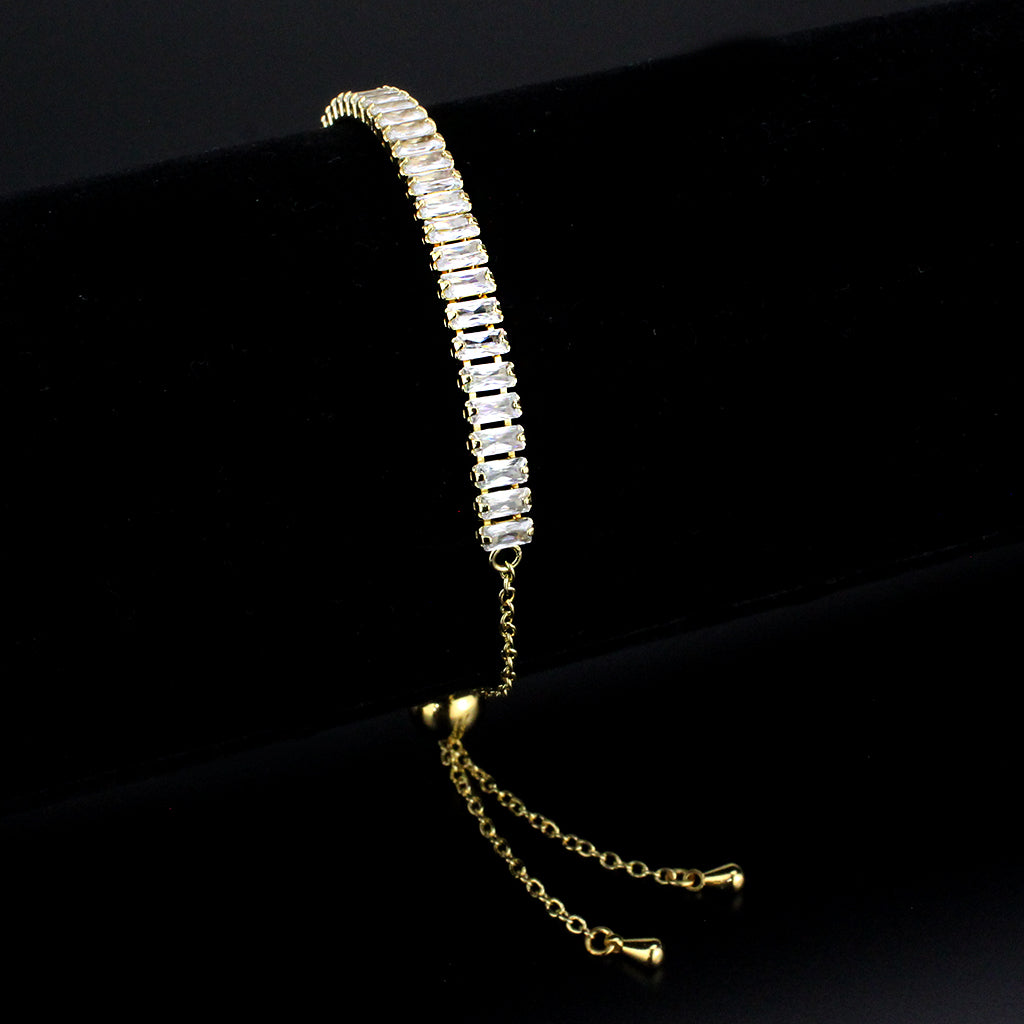 MA3W1674 - Gold Brass Bracelet with AAA Grade CZ in Clear