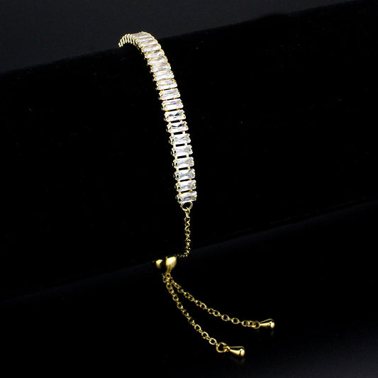 MA3W1674 - Gold Brass Bracelet with AAA Grade CZ in Clear
