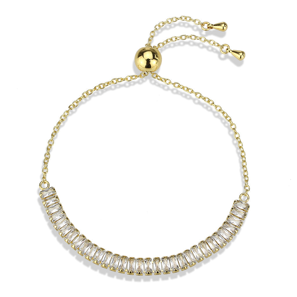 MA3W1674 - Gold Brass Bracelet with AAA Grade CZ in Clear