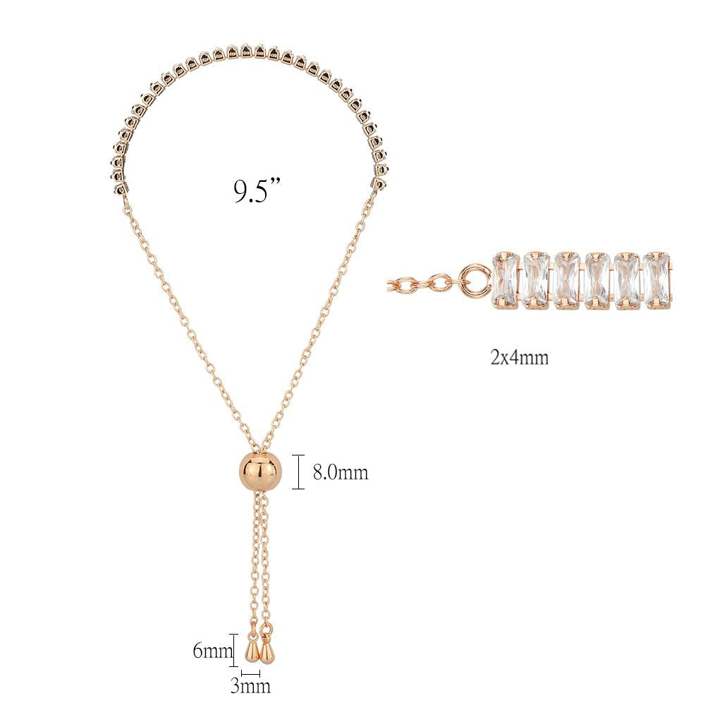 MA3W1675 - Rose Gold Brass Bracelet with AAA Grade CZ in Clear