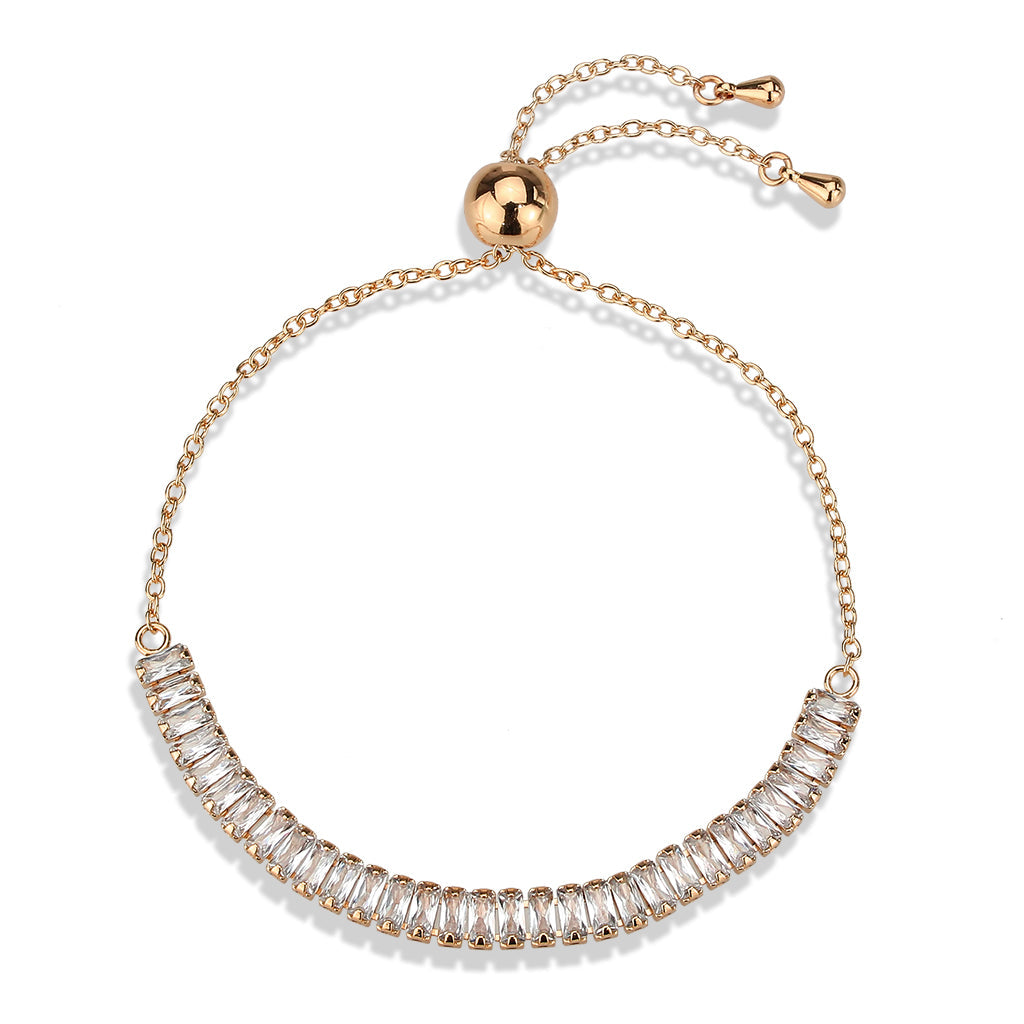 MA3W1675 - Rose Gold Brass Bracelet with AAA Grade CZ in Clear