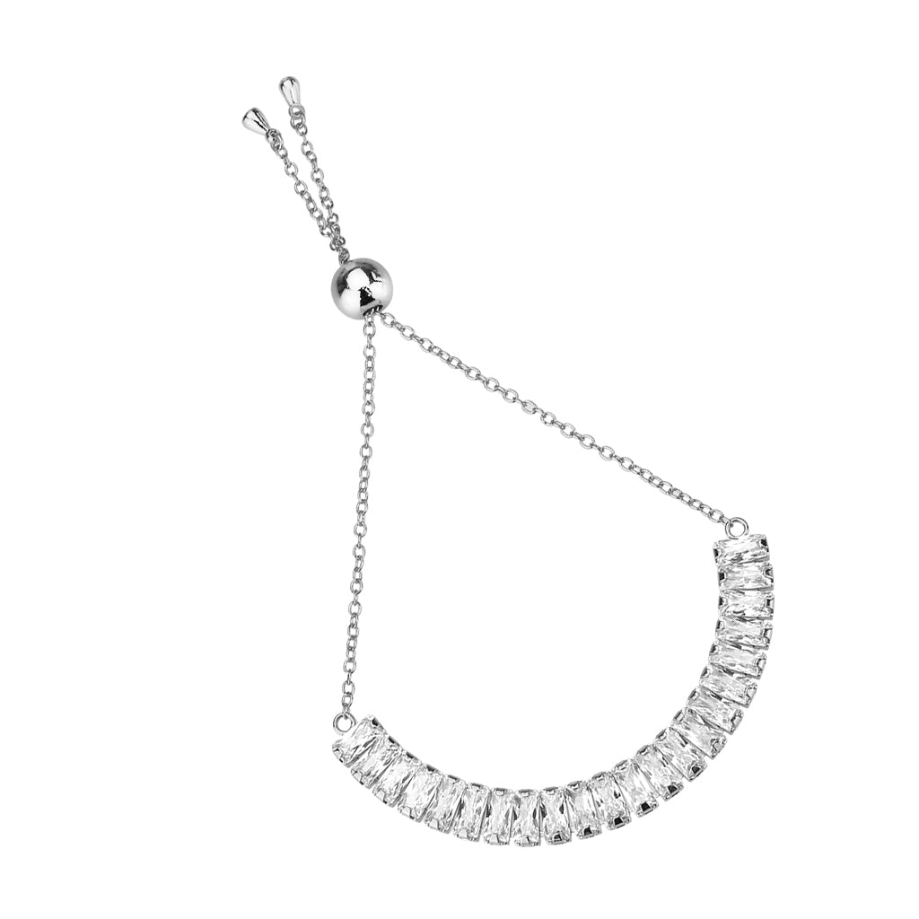 MA3W1676 - Rhodium Brass Bracelet with AAA Grade CZ in Clear