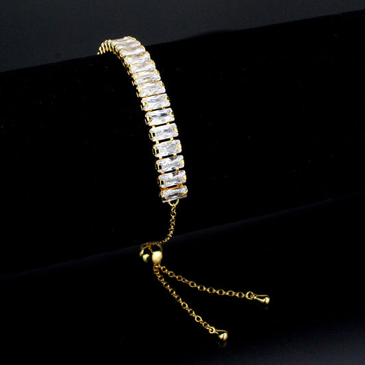 MA3W1677 - Gold Brass Bracelet with AAA Grade CZ in Clear