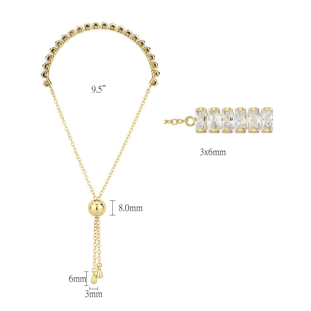 MA3W1677 - Gold Brass Bracelet with AAA Grade CZ in Clear