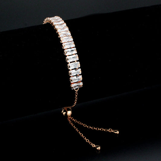 MA3W1678 - Rose Gold Brass Bracelet with AAA Grade CZ in Clear