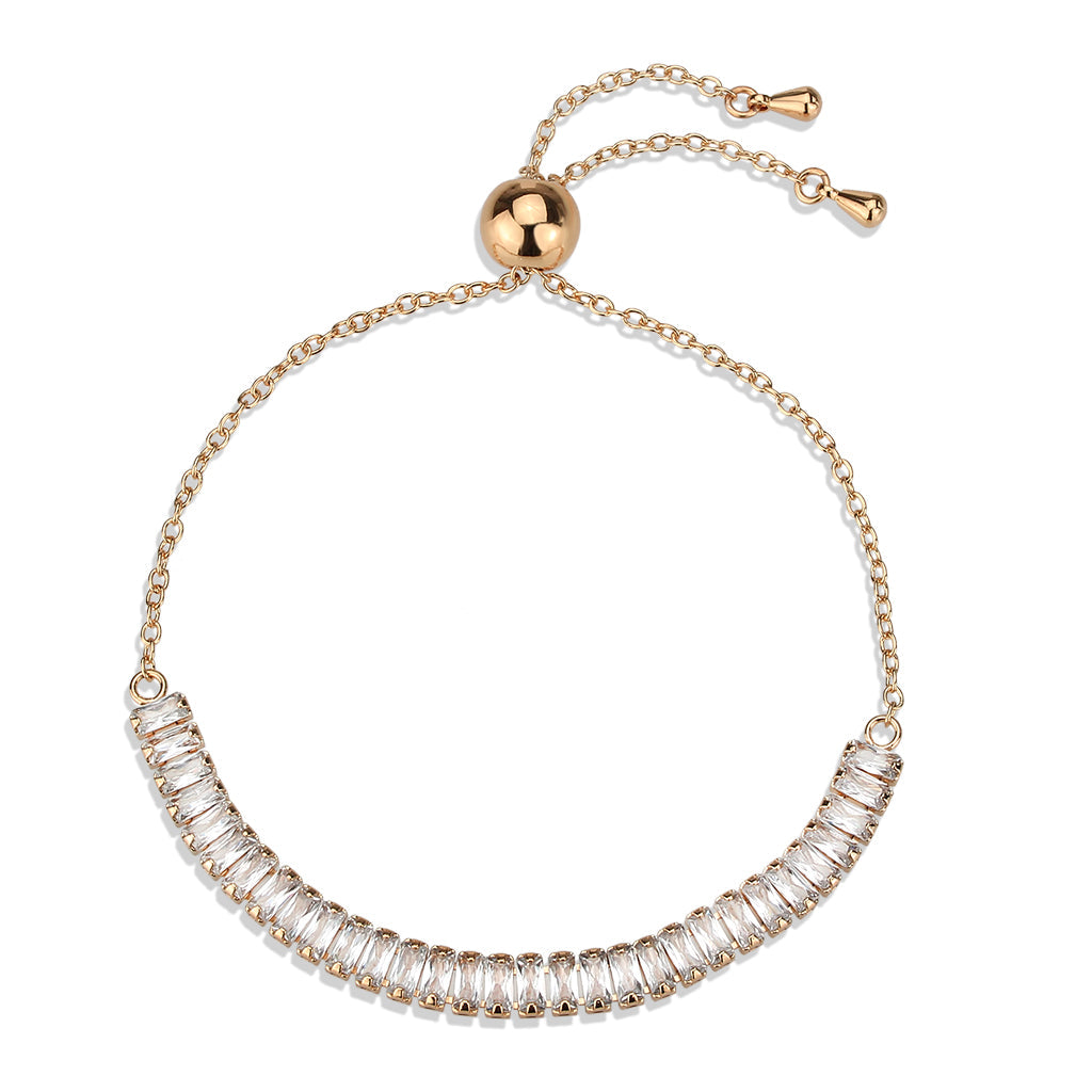 MA3W1678 - Rose Gold Brass Bracelet with AAA Grade CZ in Clear