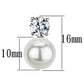 MA3W348 - Rhodium Brass Earrings with Synthetic Pearl in White