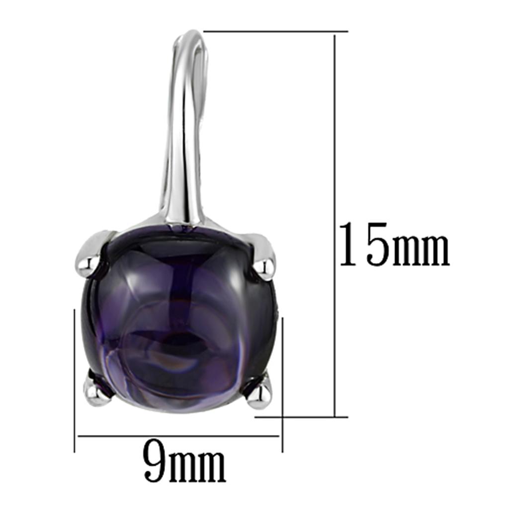 MA3W353 - Rhodium Brass Earrings with AAA Grade CZ  in Amethyst